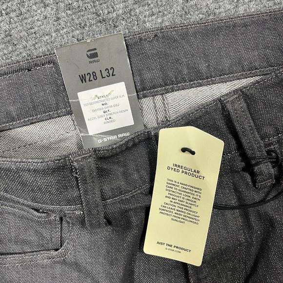 G Star RAW Jeans 3301 Deconstructed Super Slim Rinsed Gray Mens 28x32 0911 - Picture 3 of 10
